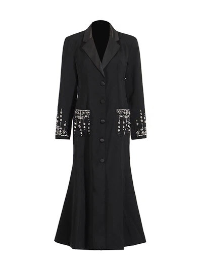 Boncuklu ve elmas kaplı takım elbise elbisesi