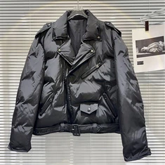 Sinirli Siyah Puffer Biker Ceket